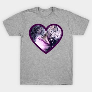 Purple/Grey Paint Pour Heart T-Shirt